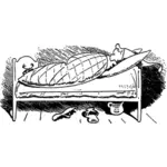 Grafika wektorowa bed bug na łóżku mężczyzny